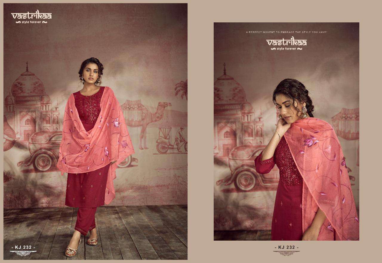 vastrikaa gulnar 230-235 series chinon fabrics full stich kurtis bottom with dupatta collection surat