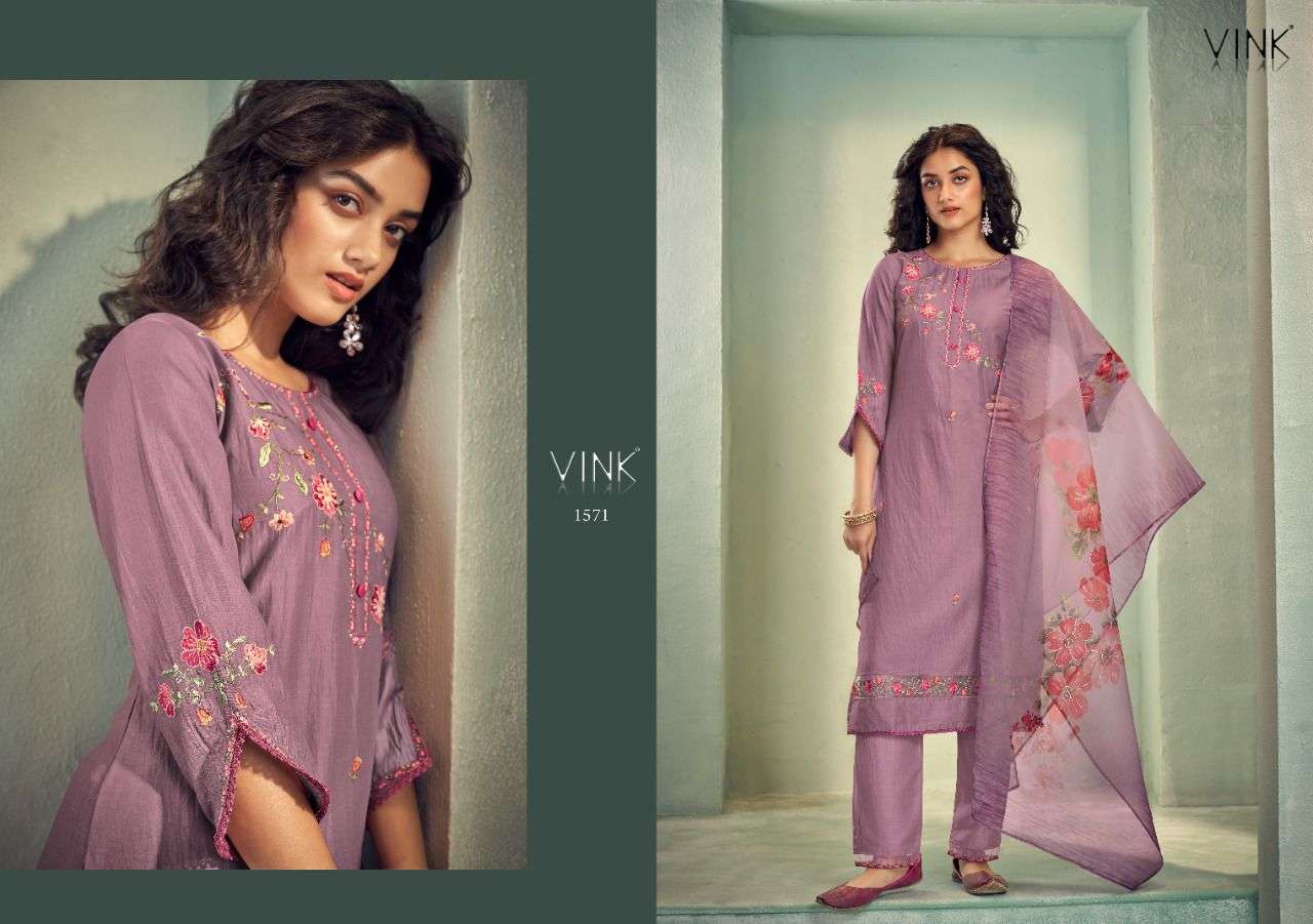 vink glamour vol 3 1571-1576 series party wear look kurtis bottom with dupatta collection surat