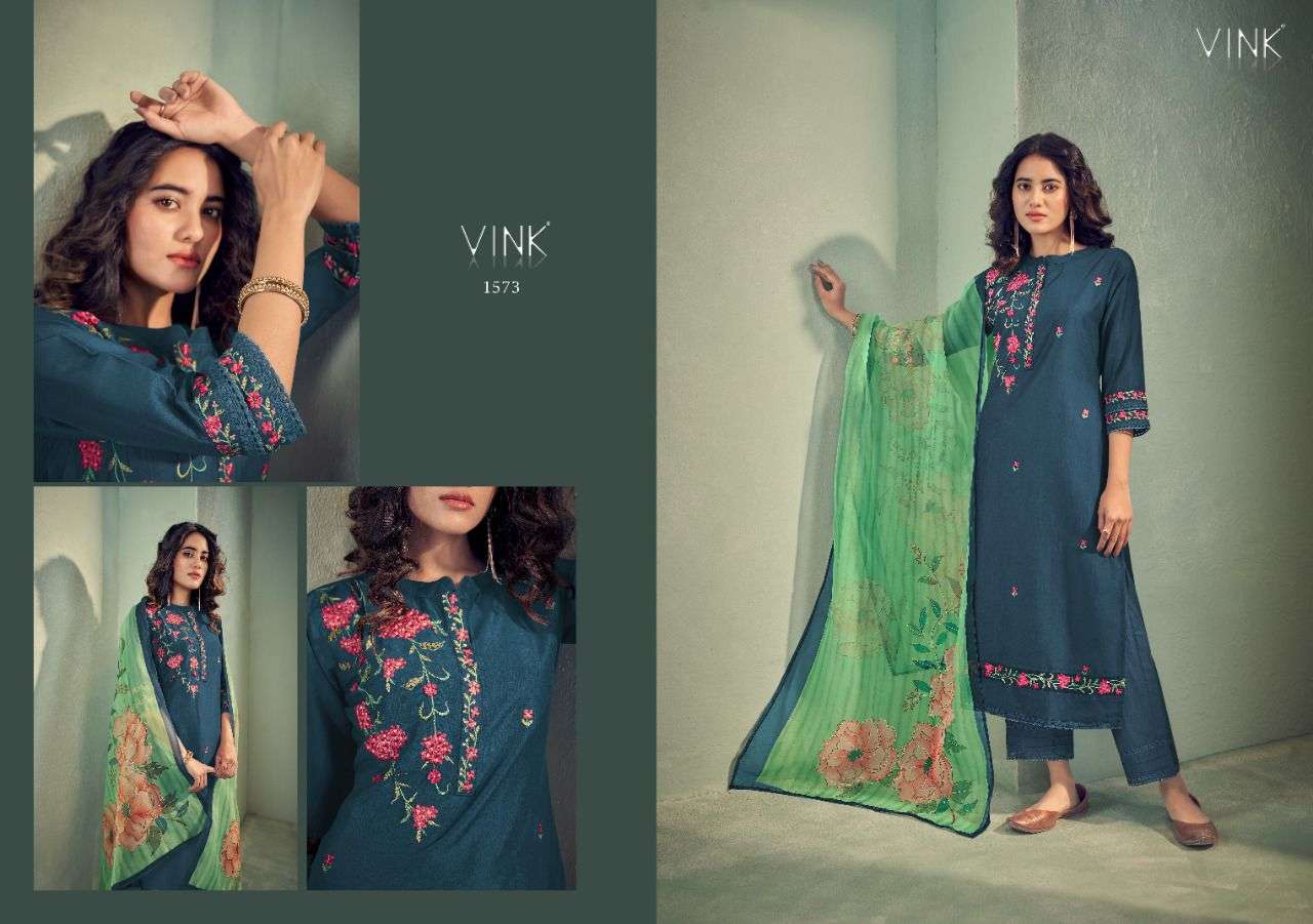 vink glamour vol 3 1571-1576 series party wear look kurtis bottom with dupatta collection surat