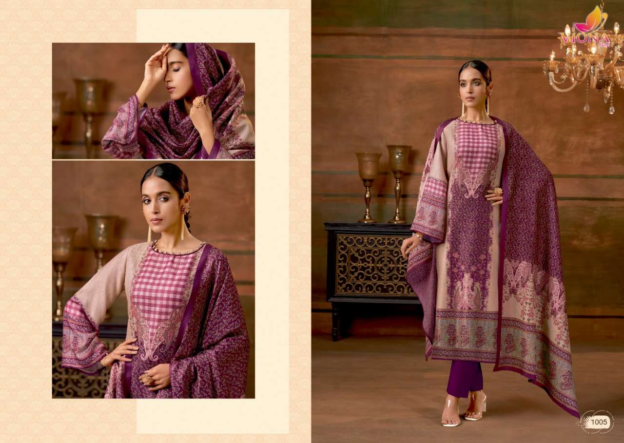 viona suits zara 1001-1006 series pure woollen pashmina dress material wholesale price surat