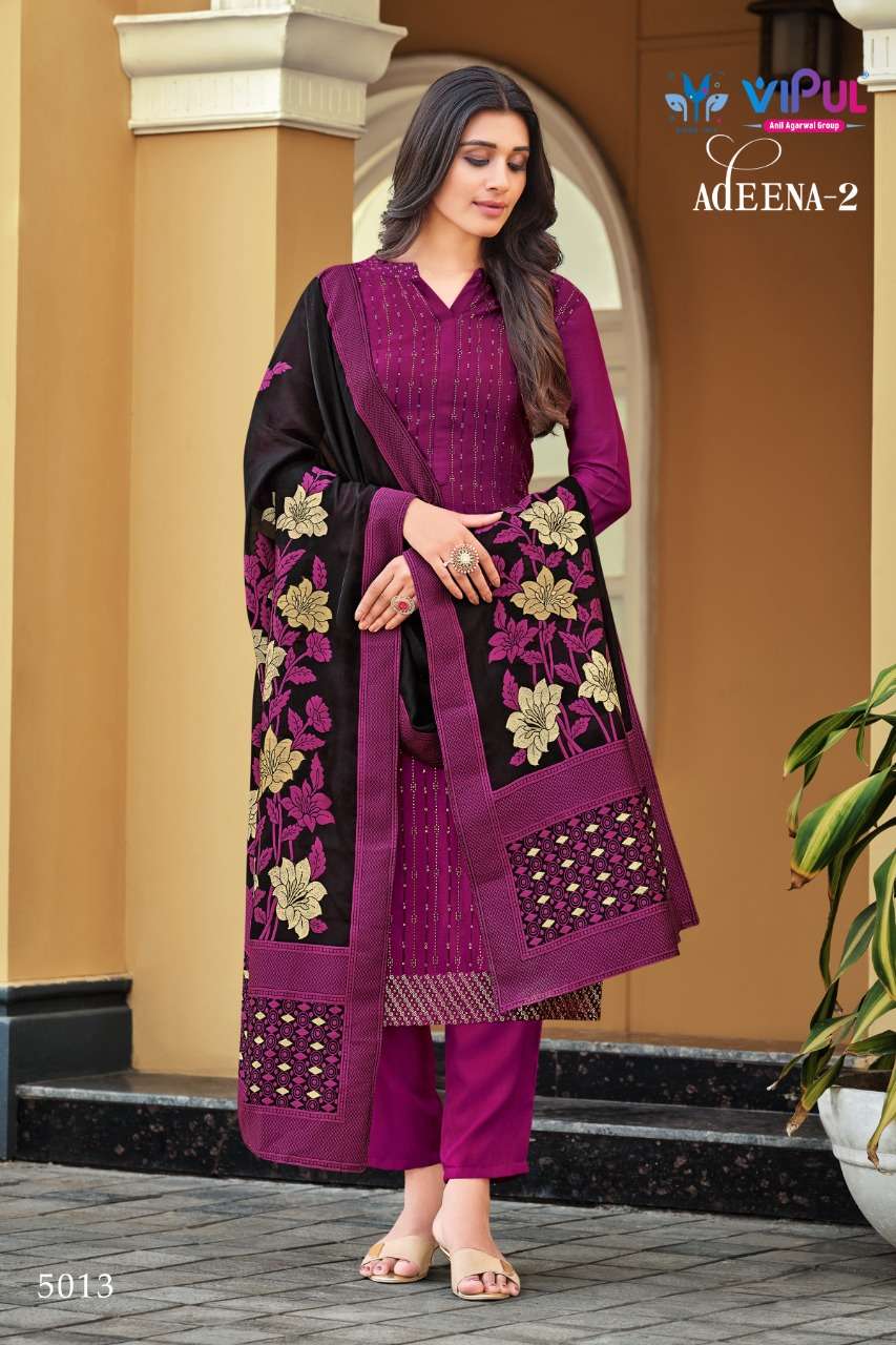 vipul fashion adeena vol 2 5011-5016 series chinon with swarovski work salwar suits collection surat