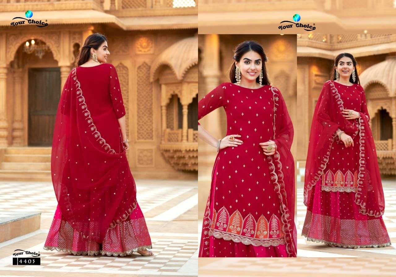 your choice kamaa 4403-4404 series exclusive designer red concept party wear salwar kameez online dealer surat