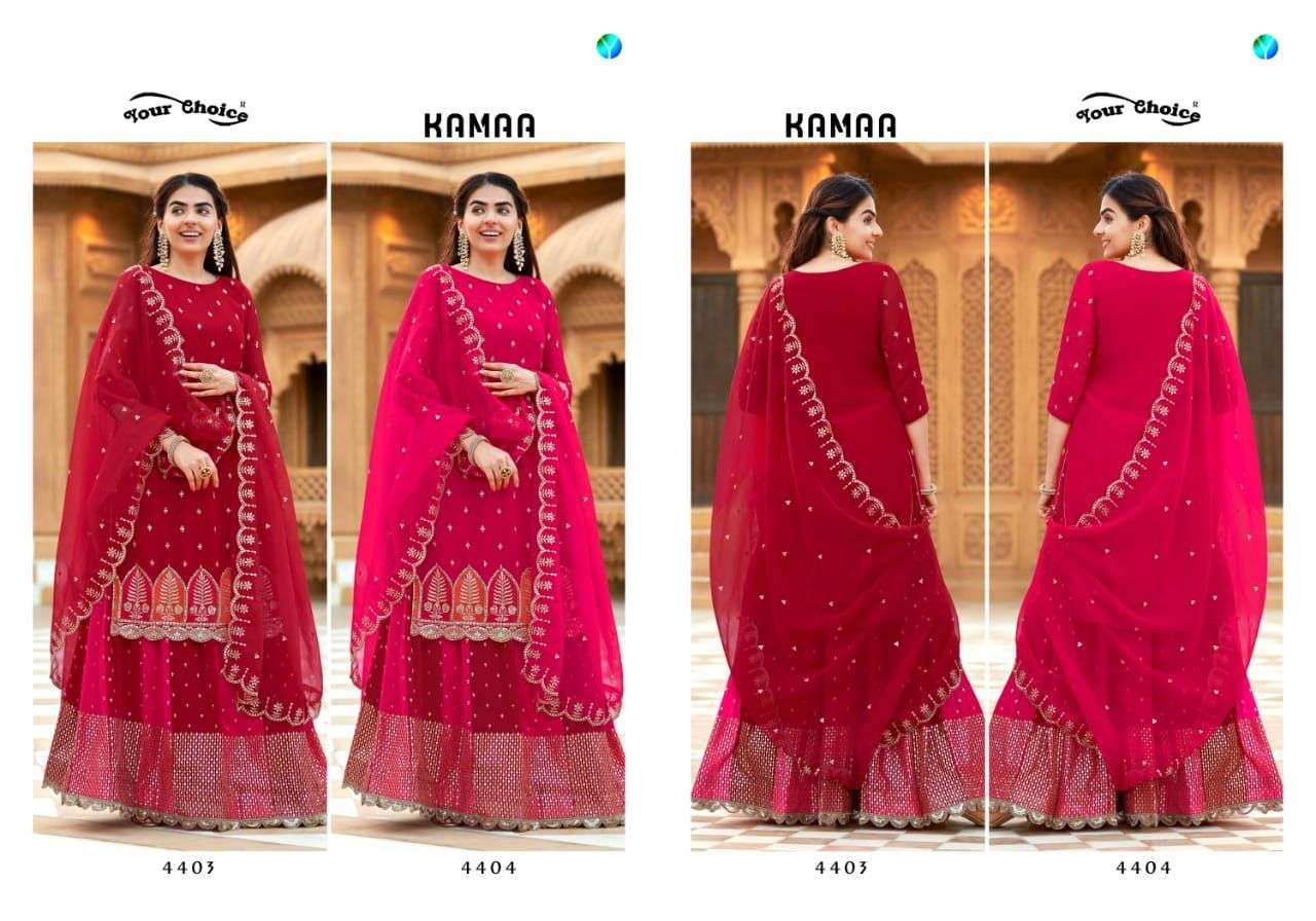 your choice kamaa 4403-4404 series exclusive designer red concept party wear salwar kameez online dealer surat