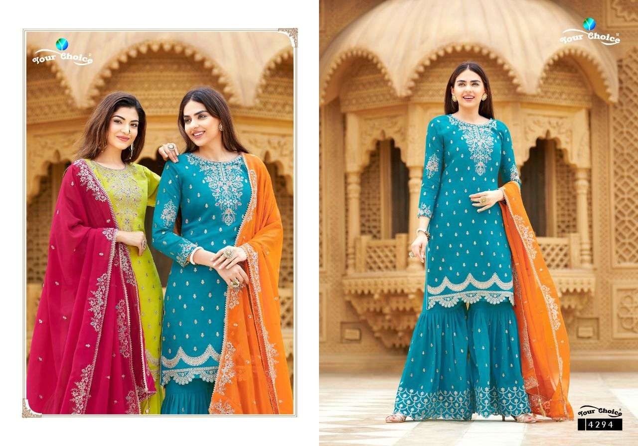 yourchoice coral 4293-4296 series fancy designer look party wear collection surat
