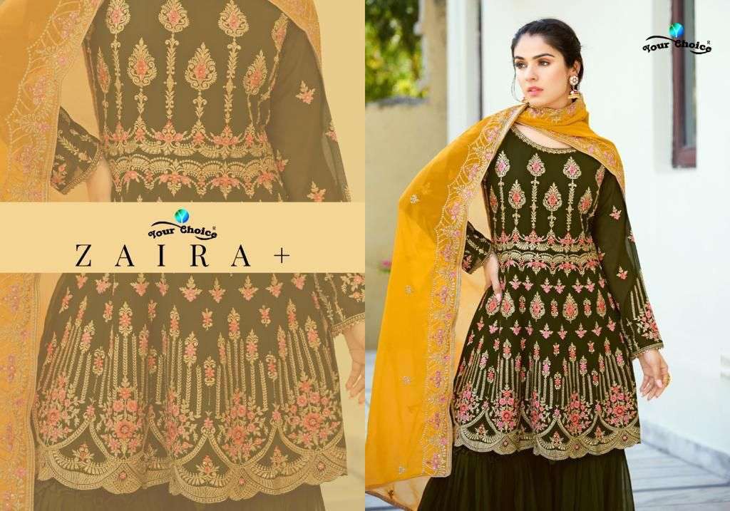 yourchoice zaira plus 4251-4254 series party wear look sharara suits collection surat