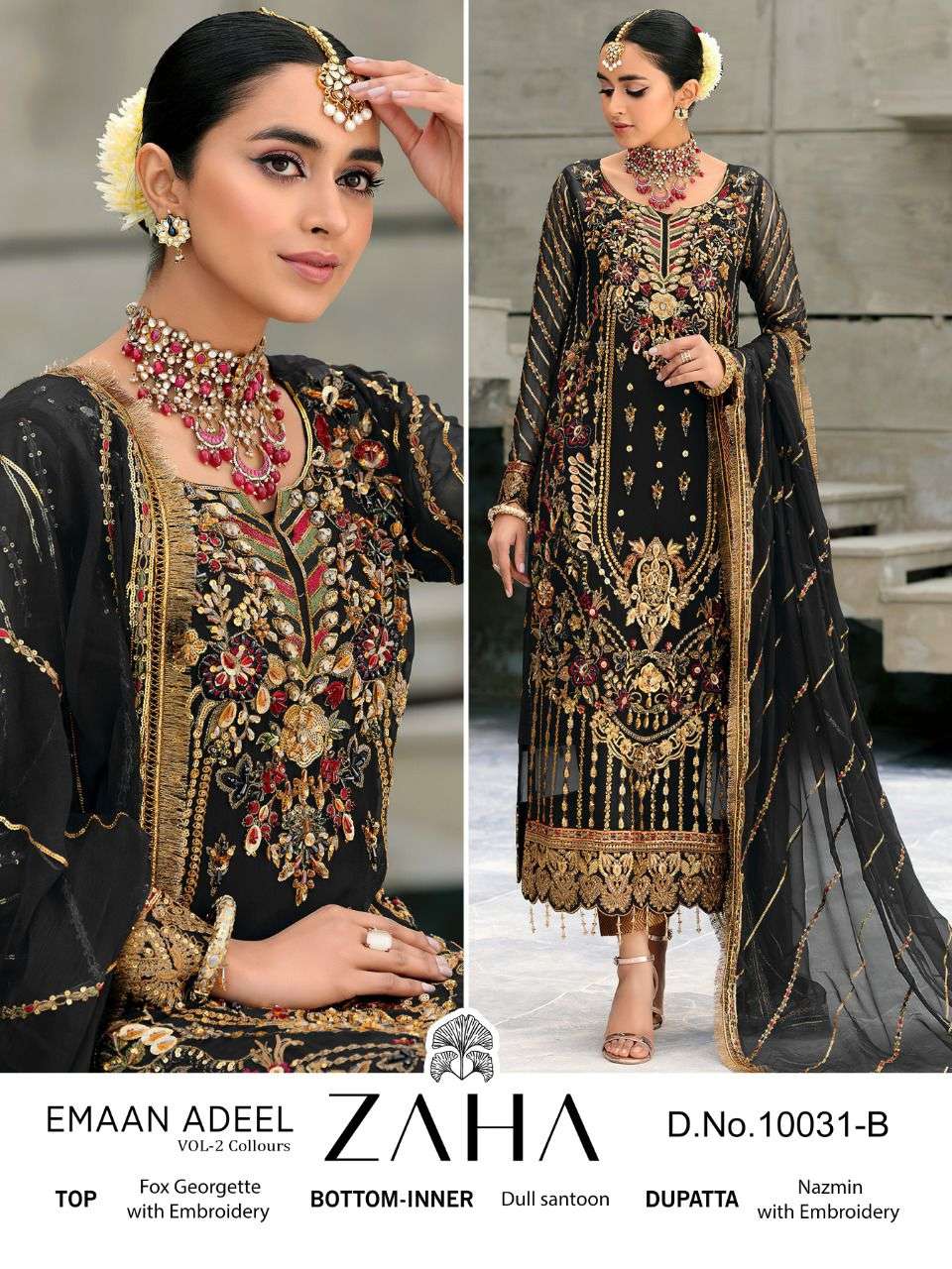 zaha emaan adeel 10031 colours pakistani georgette party wear salwar suits online purchasing surat