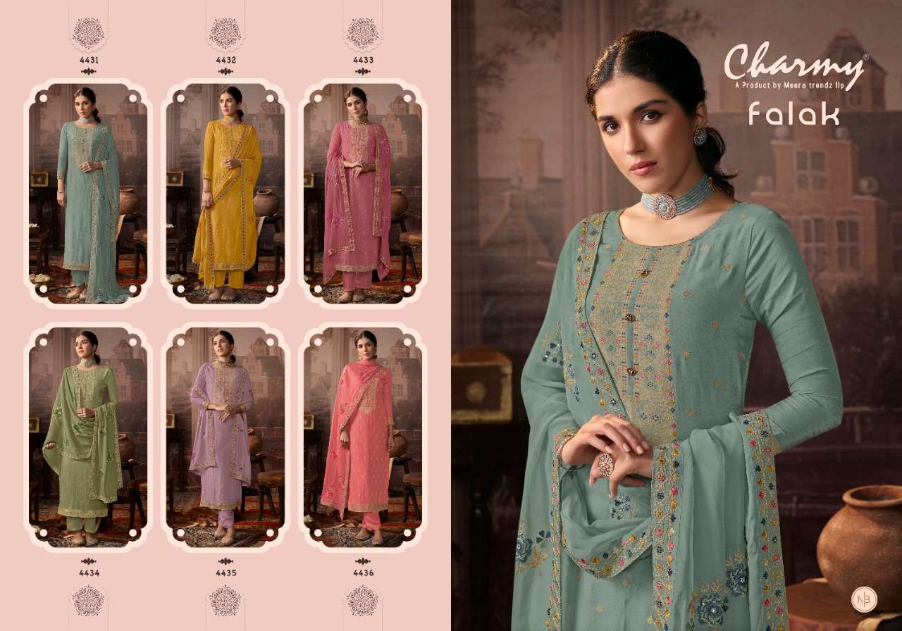 zisa charmy falak 4431-4436 series cream silk exclusive designer salwar kameez online dealer surat 