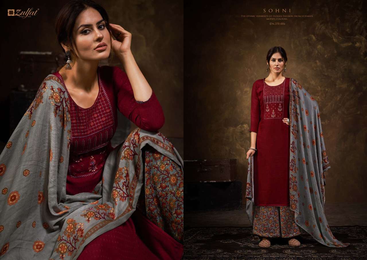 zulfat designer sohni pure wool pashmina dress material collection wholesale price surat