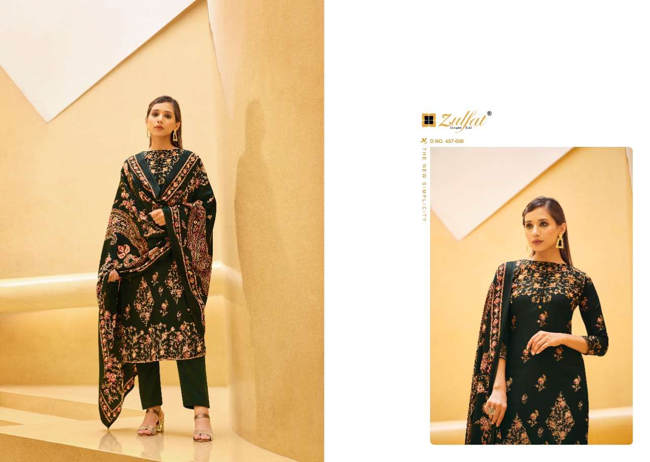 zulfat firdous 457-001-457-010 series wool pasmina designer salwar kameez whoesale dealer surat