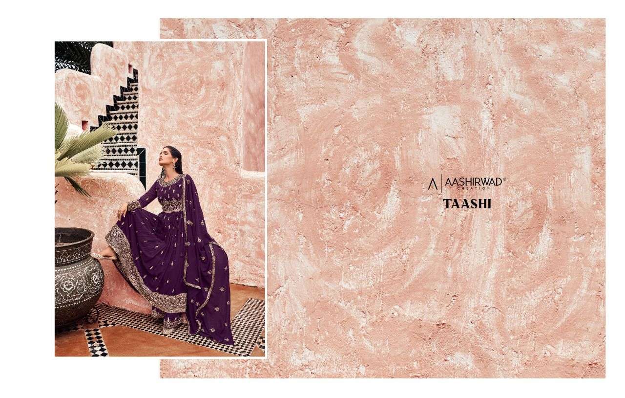 aashirwad designer taashi 9353-3957 series georgette deigner free size ready made collection wholesale dealer surat 