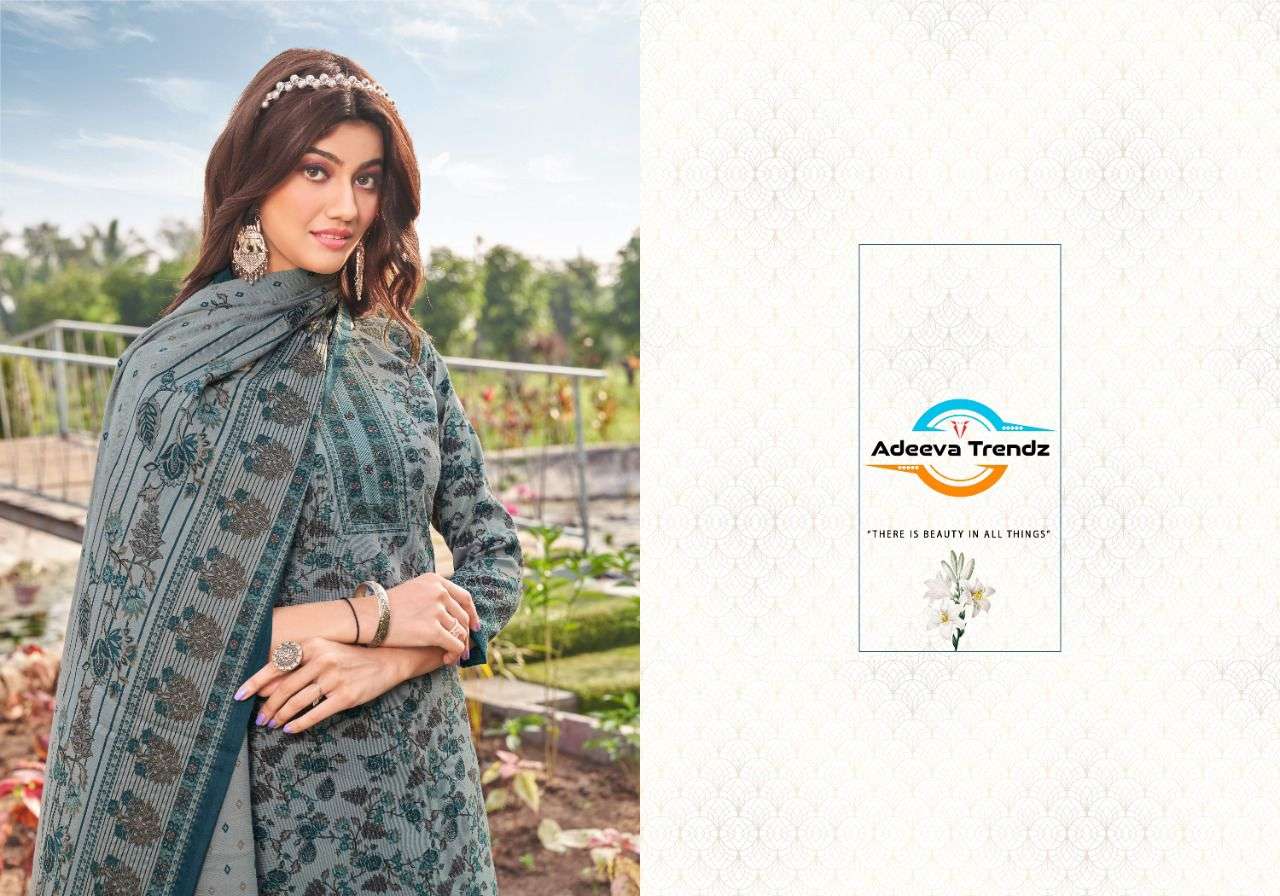 adeeva trendz nushrat vol-2 pashmina designer style printed dress material wholesaler surat