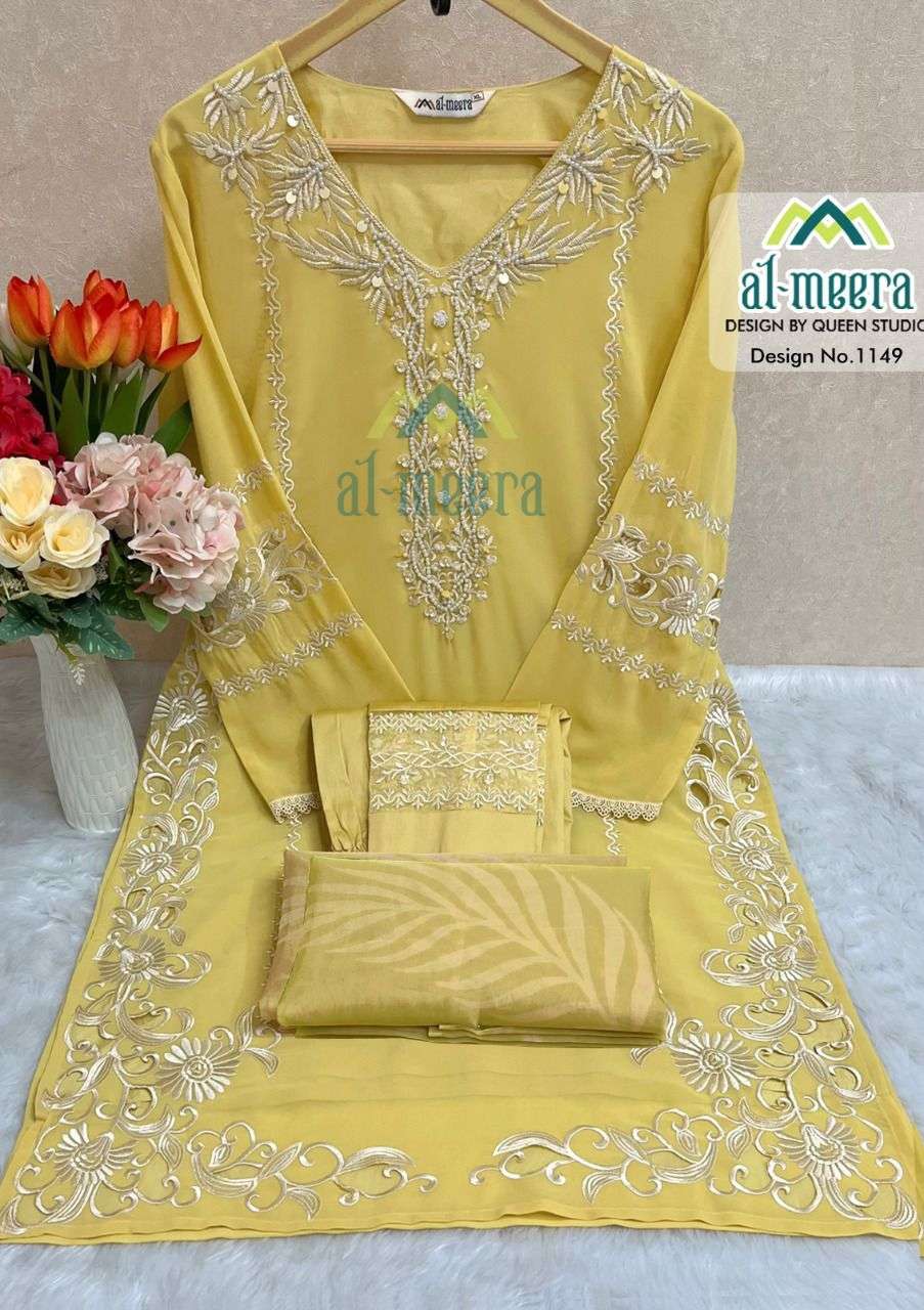 al-meera 1149 faux georgette fancy full stich salwar suits collection wholesale price 