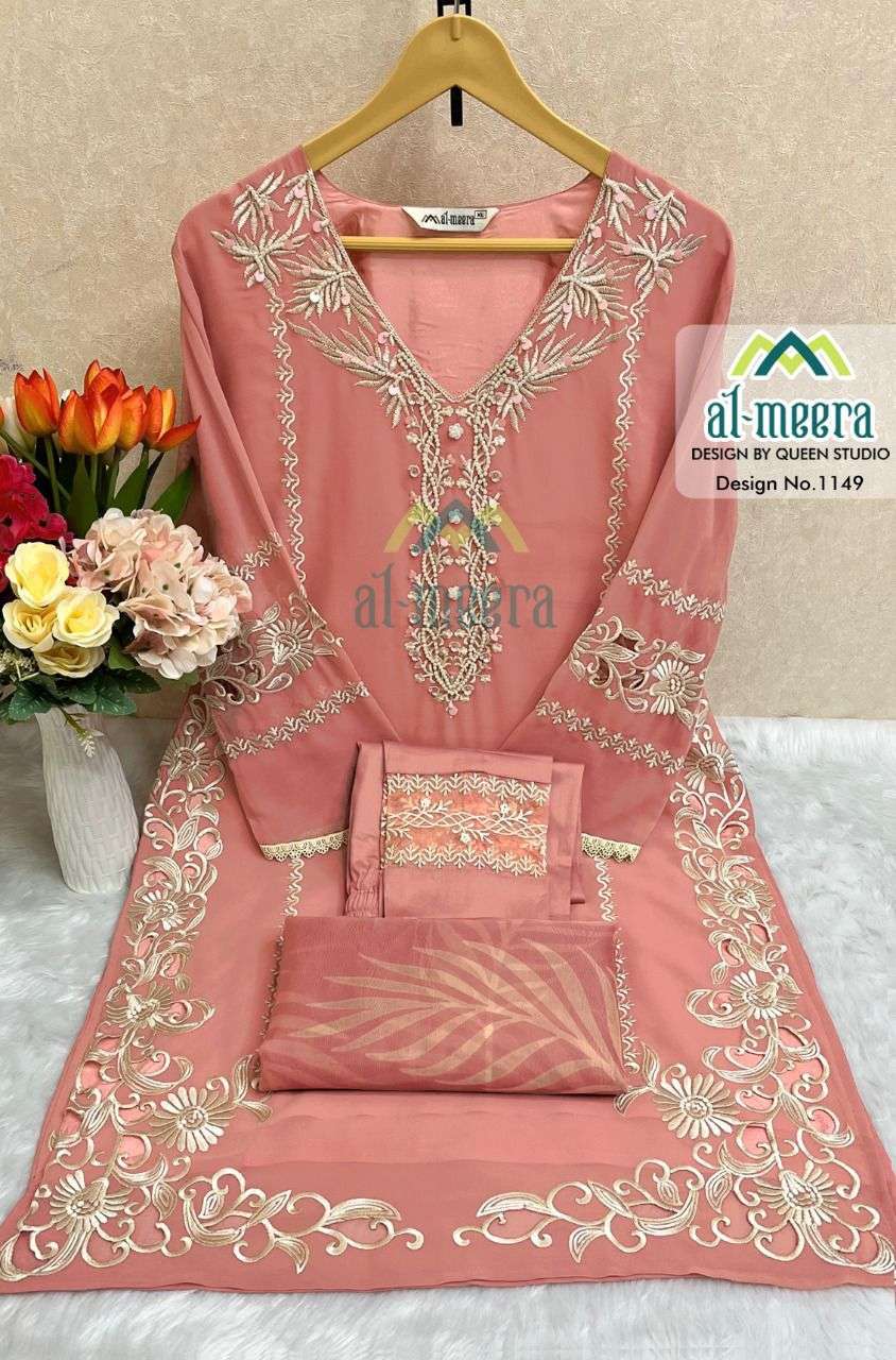 al-meera 1149 faux georgette fancy full stich salwar suits collection wholesale price 