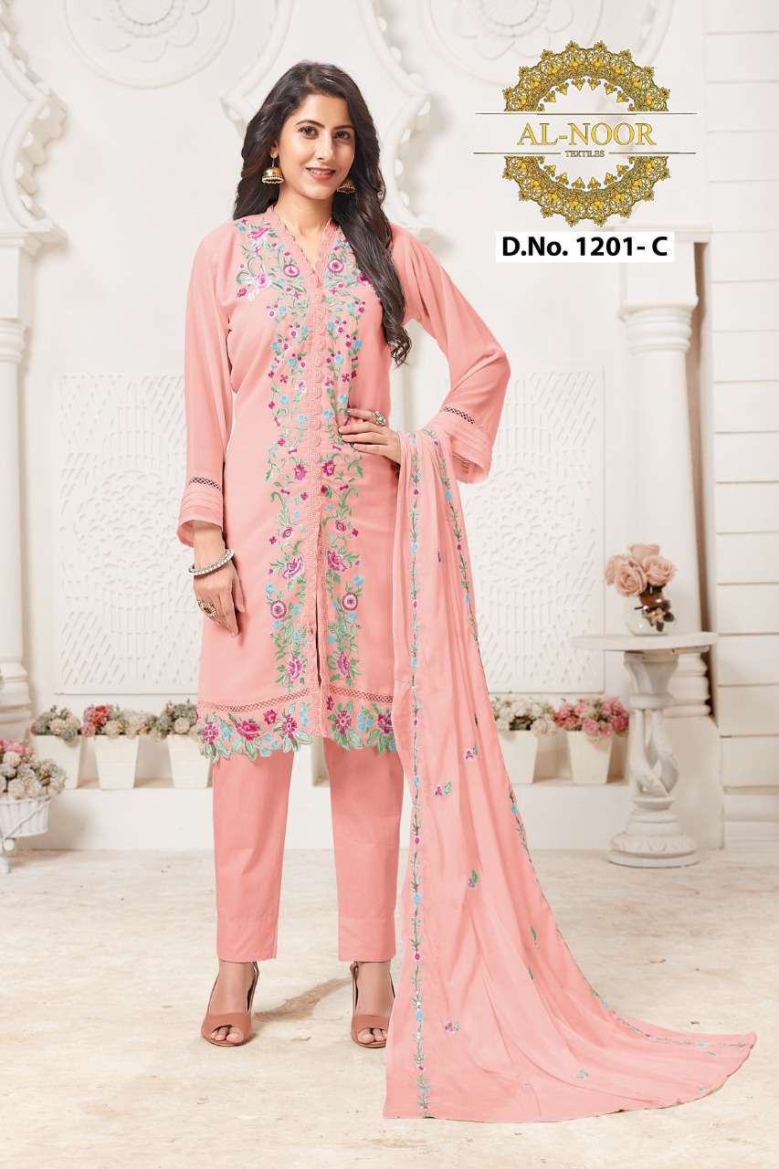 al-noor tex presents 1201 colour georgette heavy embroidered readymade collection surat