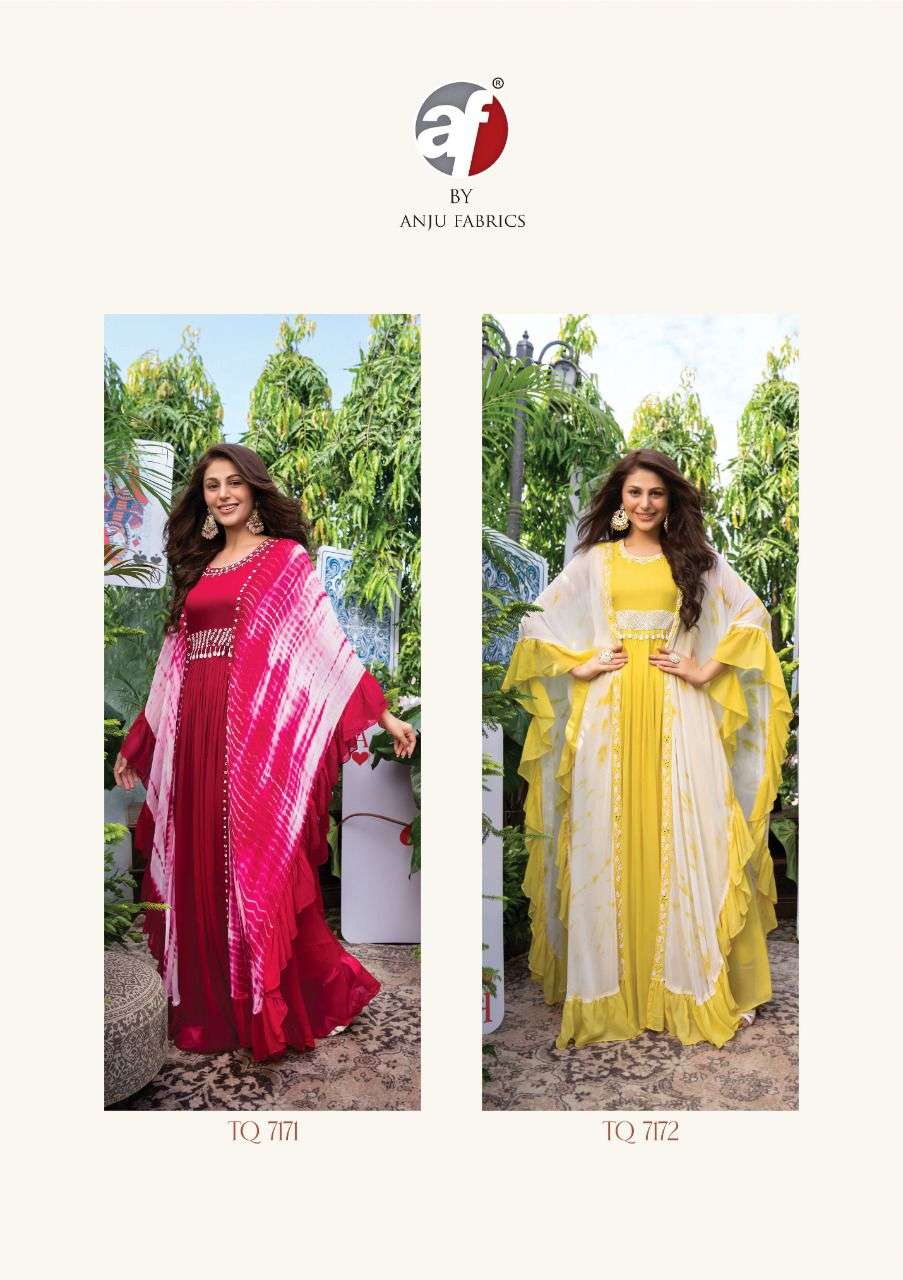 anju fabrics tropical queen 7171-7174 series pure viscose georgette kaftan collection surat