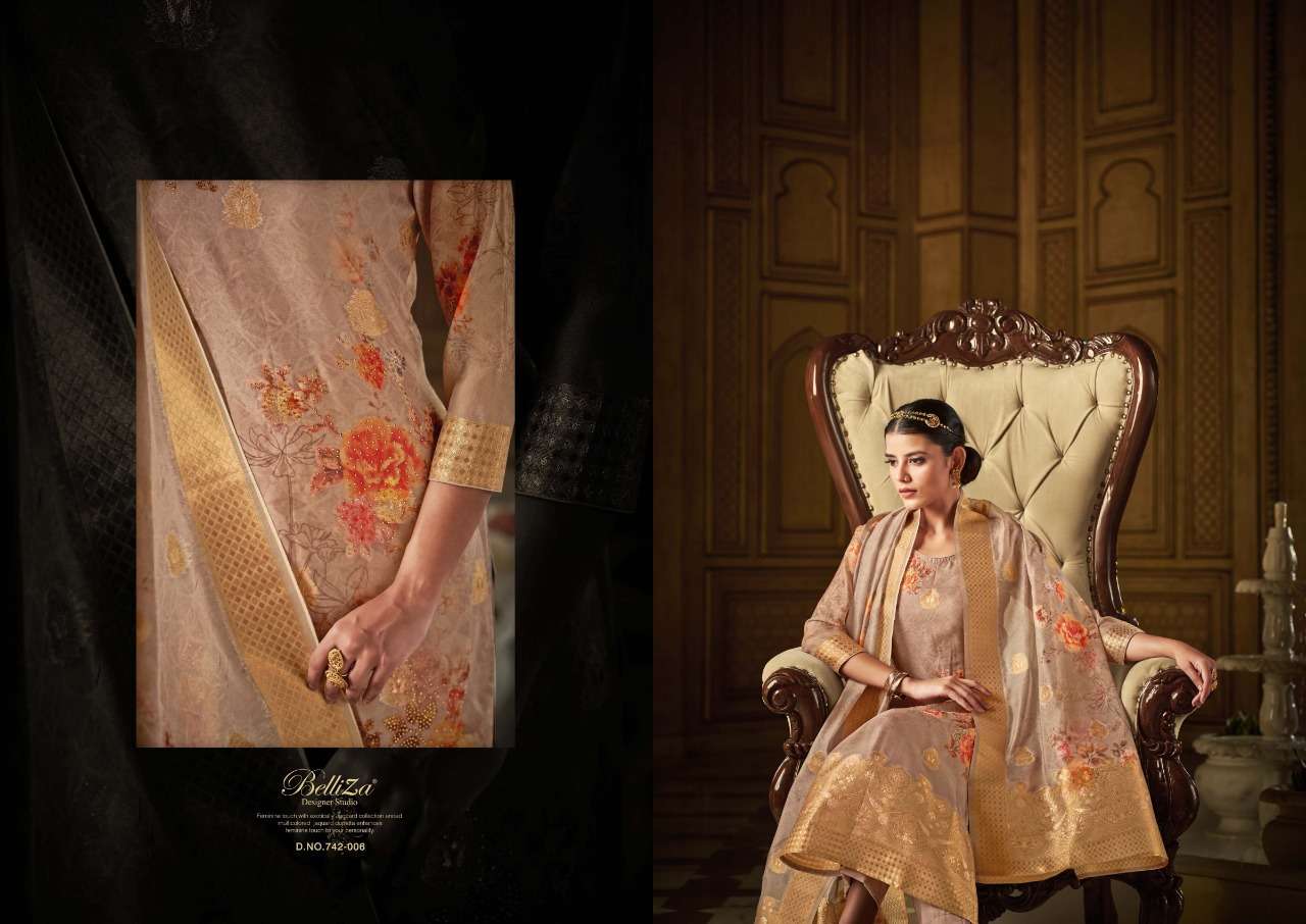 belliza designer amrut organza jaqaurd digital printed with work salwar suits