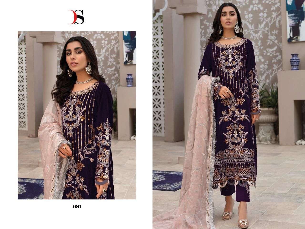 deepsy suits baroque vol-2 velvet designer embroidered salwar suits collection wholesale price 