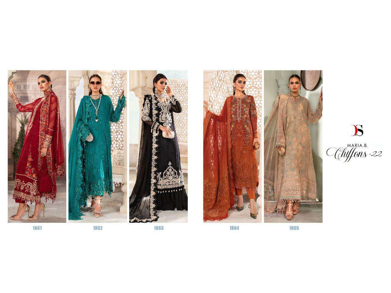 deepsy suits maria b chiffons-22 1861-1866 series georgette heavy embroidery salwar kameez surat