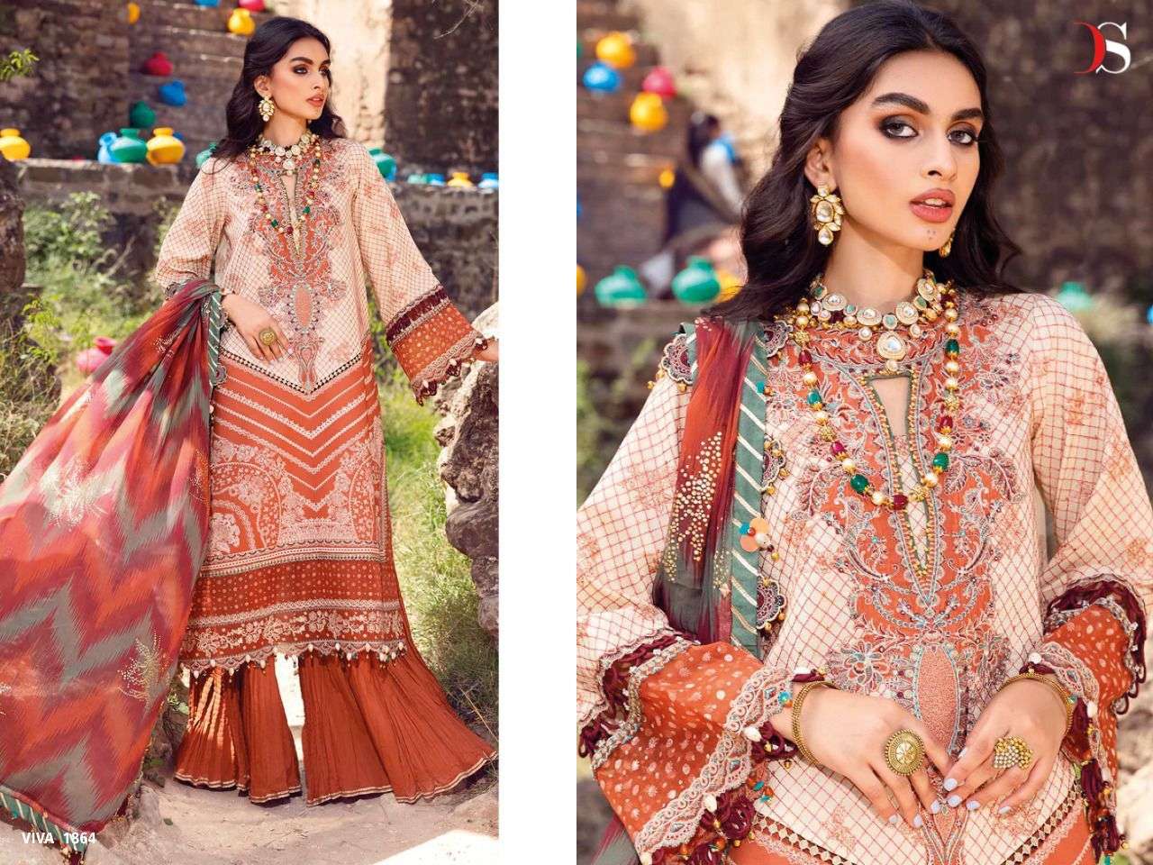 deepsy suits viva anaya 1861-1867 series pure cotton embroidery suits wholesale price 