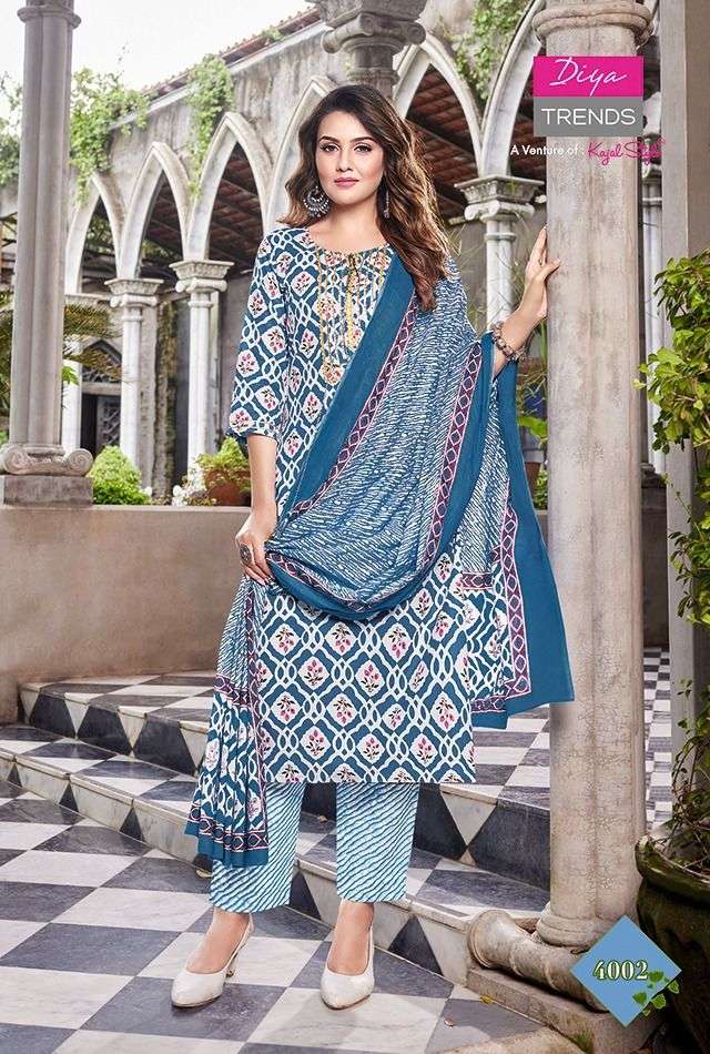 diya trends odhani vol-4 4001-4010 series cotton exclusive designer salwar suits online wholesale best price surat 