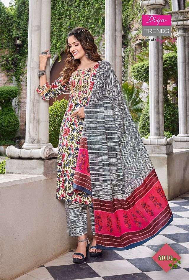 diya trends odhani vol-4 4001-4010 series cotton exclusive designer salwar suits online wholesale best price surat 