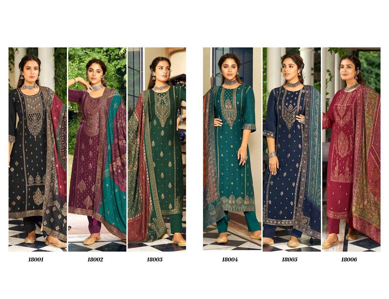 eeza amara 18001-18006 series viscose pashmina winter collection salwar suits wholesale price 