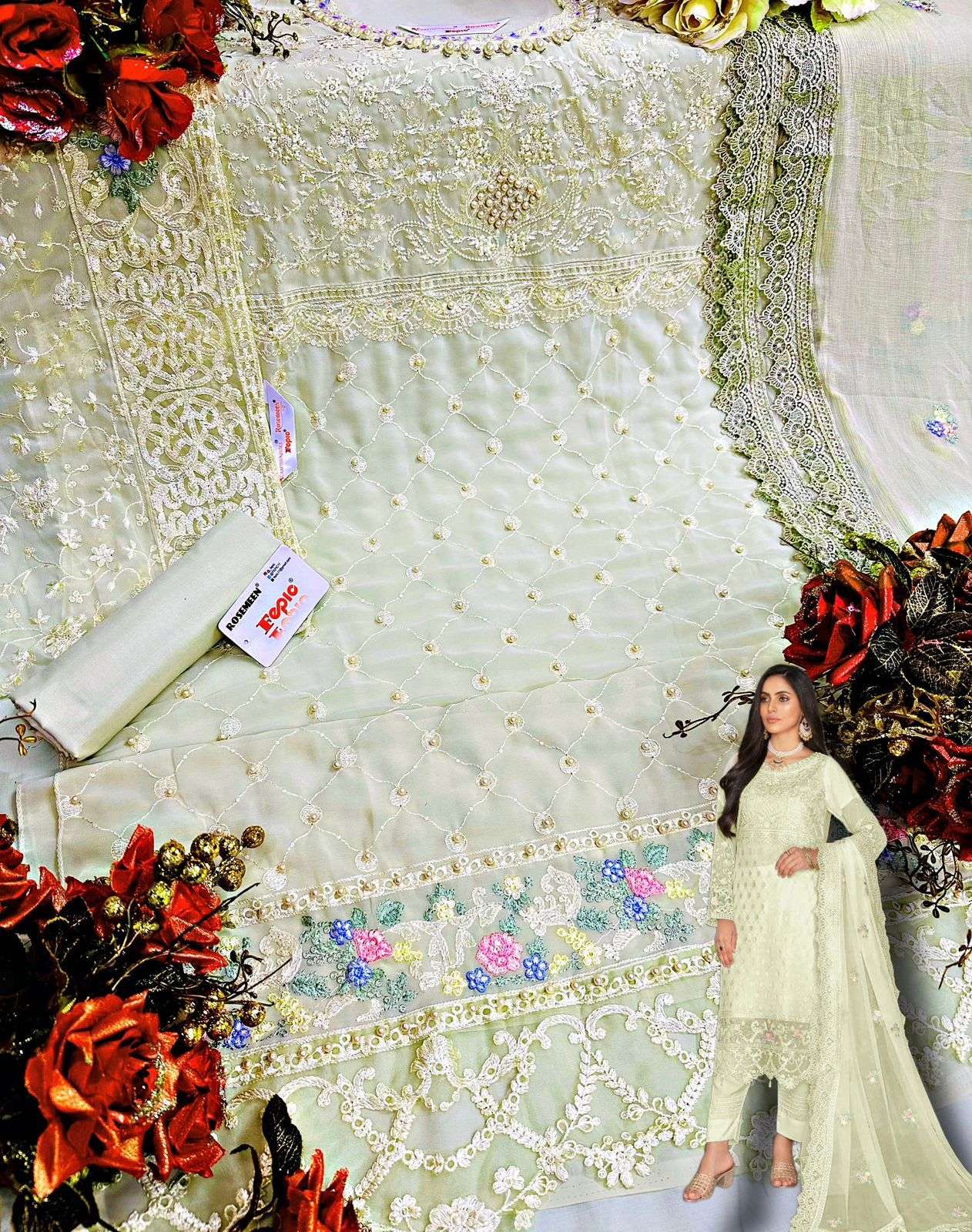 fepic 1510 colour georgette embroidered fancy pakistani salwar kameez wholesale price 