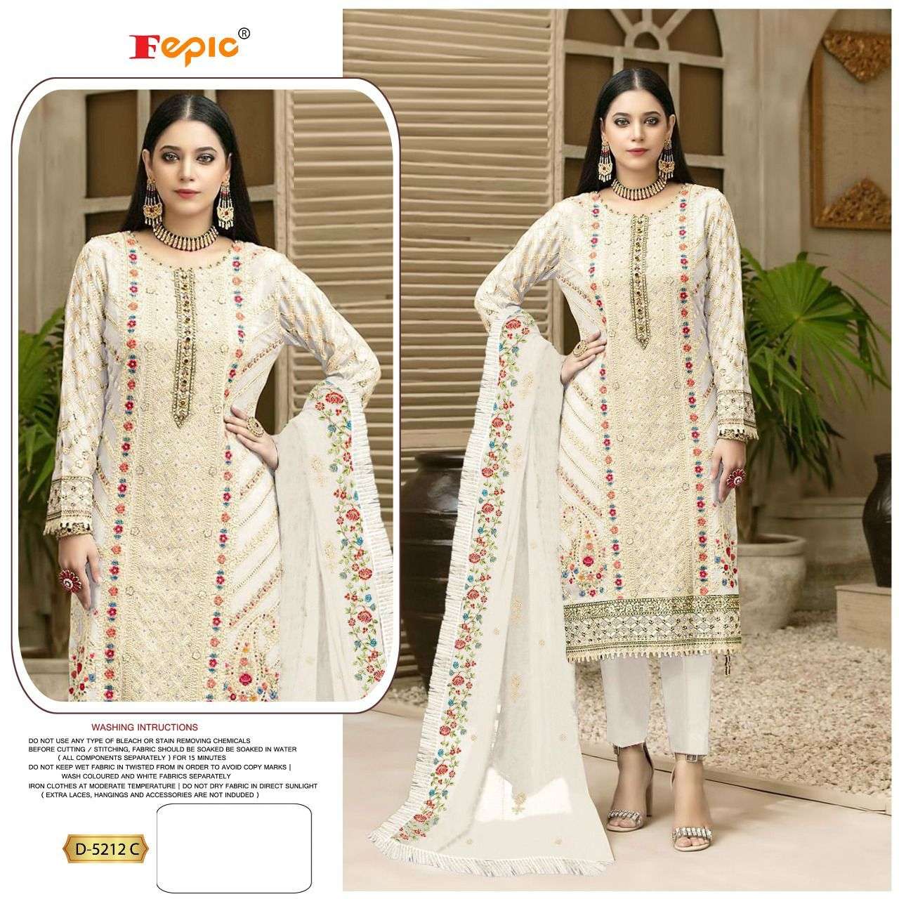 fepic 5212 colours georgette embroidered pearl work salwar kameez wholesale price 