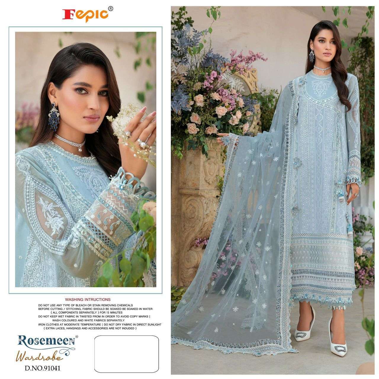 fepic rosemeen wardrob 91041 colour series pakistani net fabric designer salwar kameez online shopping surat 