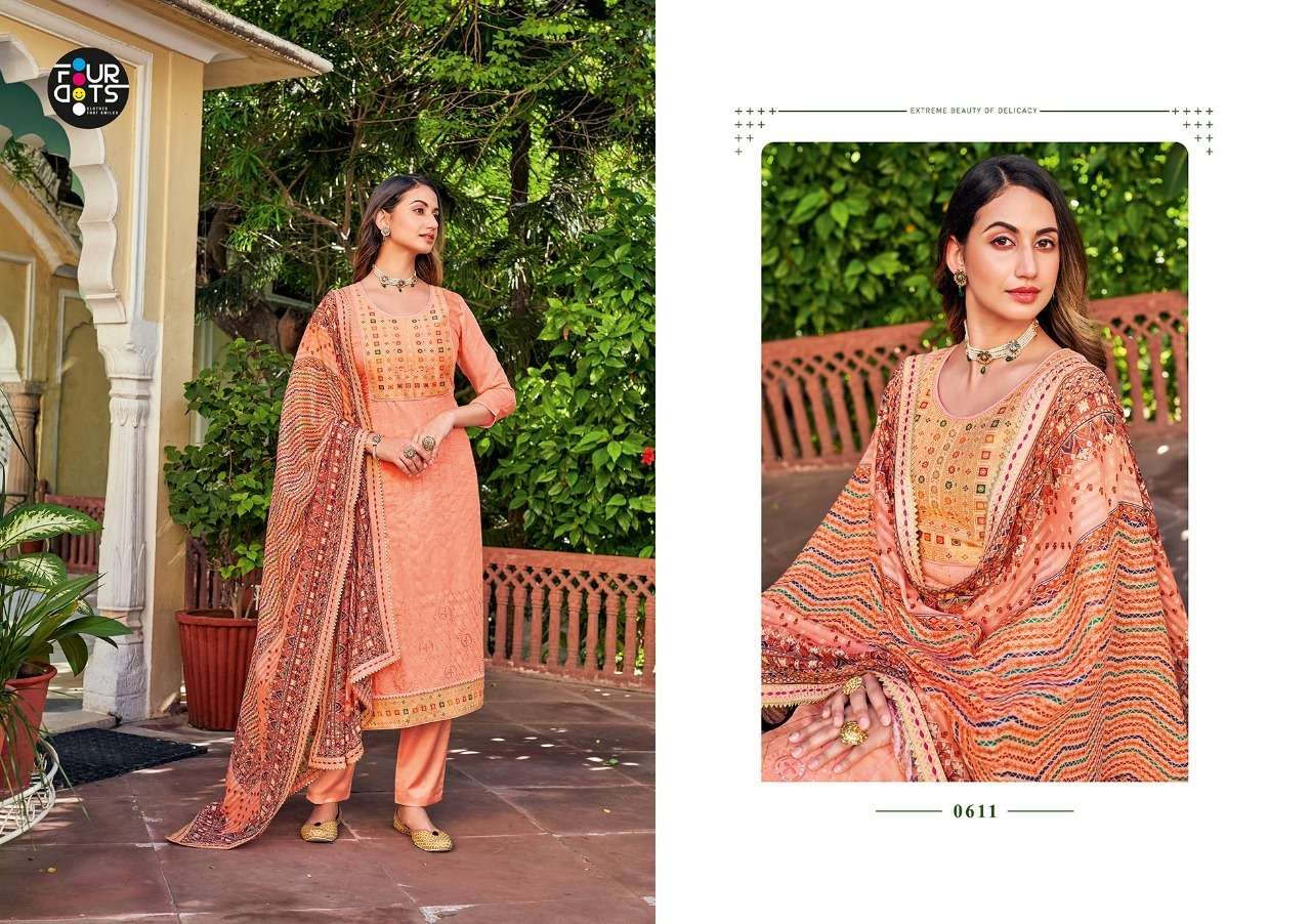fourdots adira vol-3 muslin with heavy embroidered fancy dress material collection surat