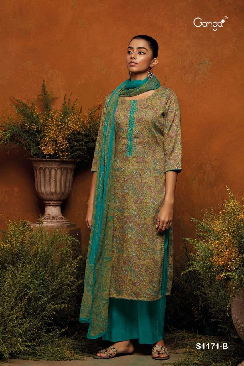ganga anala 1171 pure wool pashmina designer winter dress material collection wholesale price 