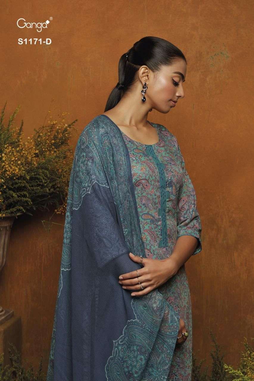 ganga anala 1171 pure wool pashmina designer winter dress material collection wholesale price 