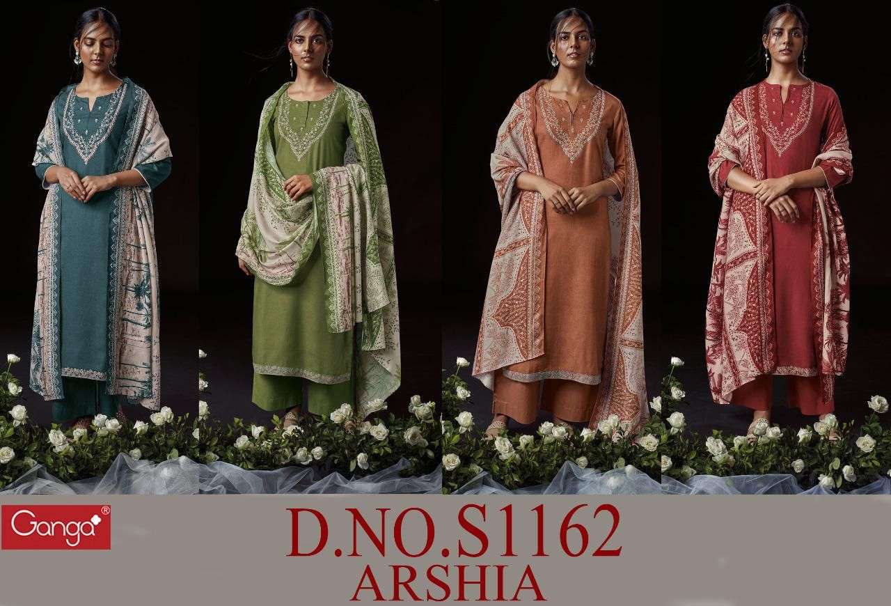 ganga arshia 1162 pure wool pashmina salwar kameez wholesale price online surat