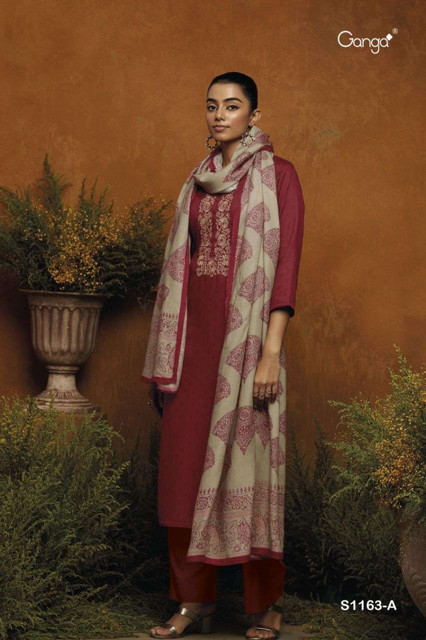 ganga arshia 1163 premium wool pashmina dress material collection wholesale price 
