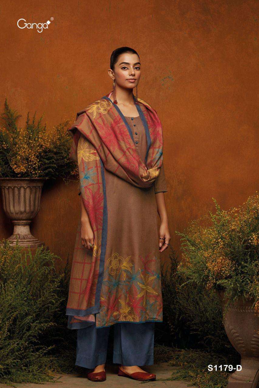 ganga arshia 1179 premium wool pashmina dress material wholesale price surat