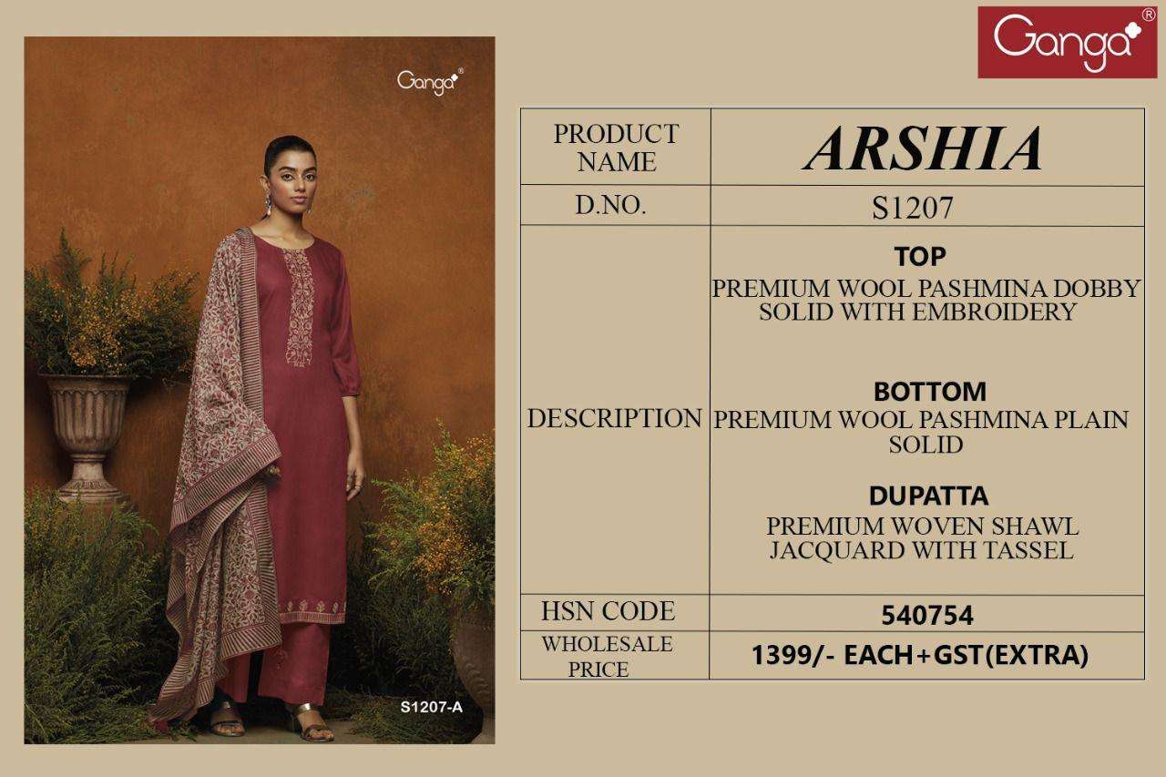 ganga arshia 1207 premium wool pashmina winter wear collection wholesale price surat