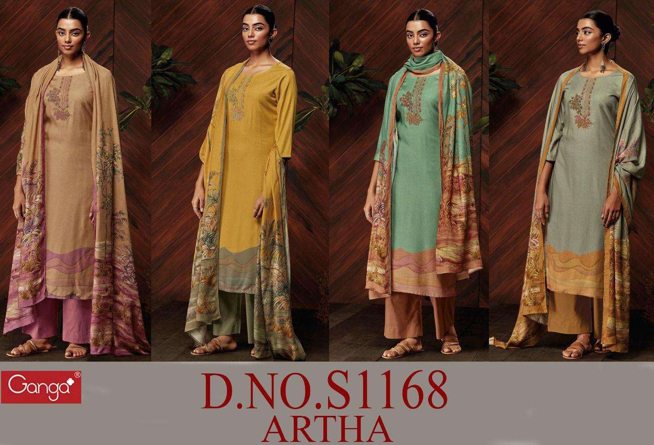 ganga artha 1168 premium wool pashmina dress material collection surat