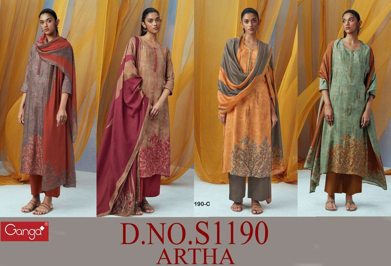 ganga artha 1190 premium pure pashmina dress material collection wholesale price 