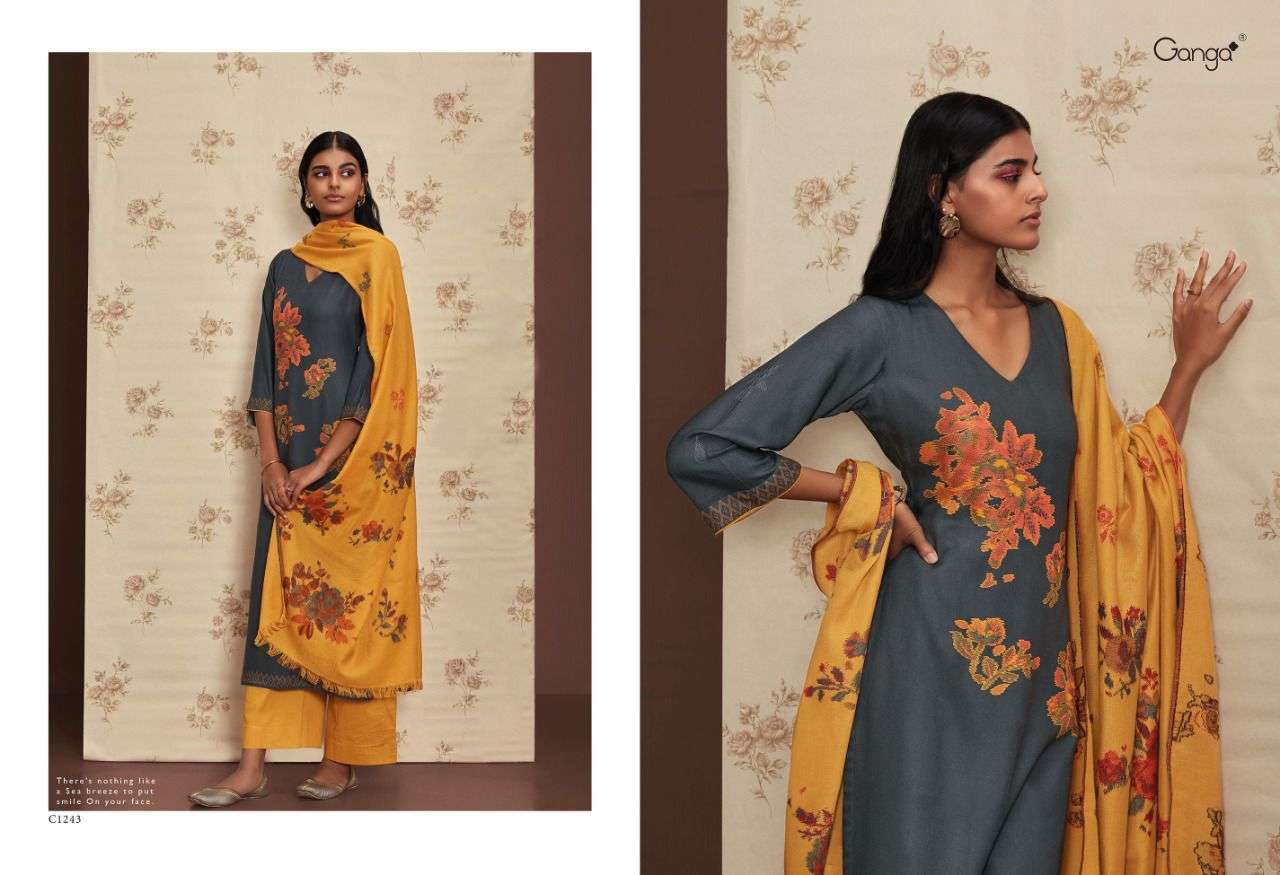 ganga breeze premium wool pashmina salwar suits catalogue wholesale price 