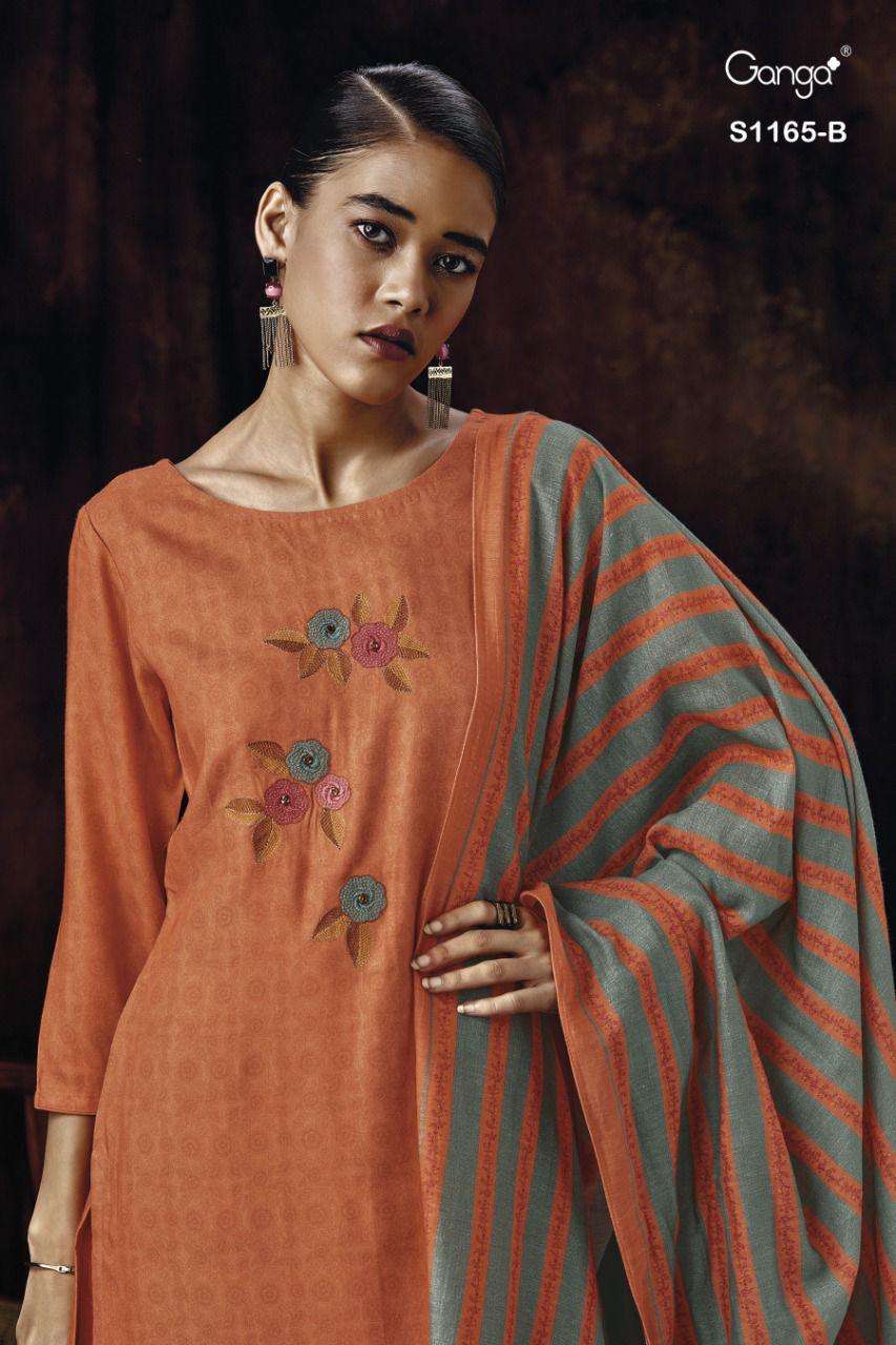 ganga keya 1165 premium wool pashmina dress material collection wholesale price supplier surat