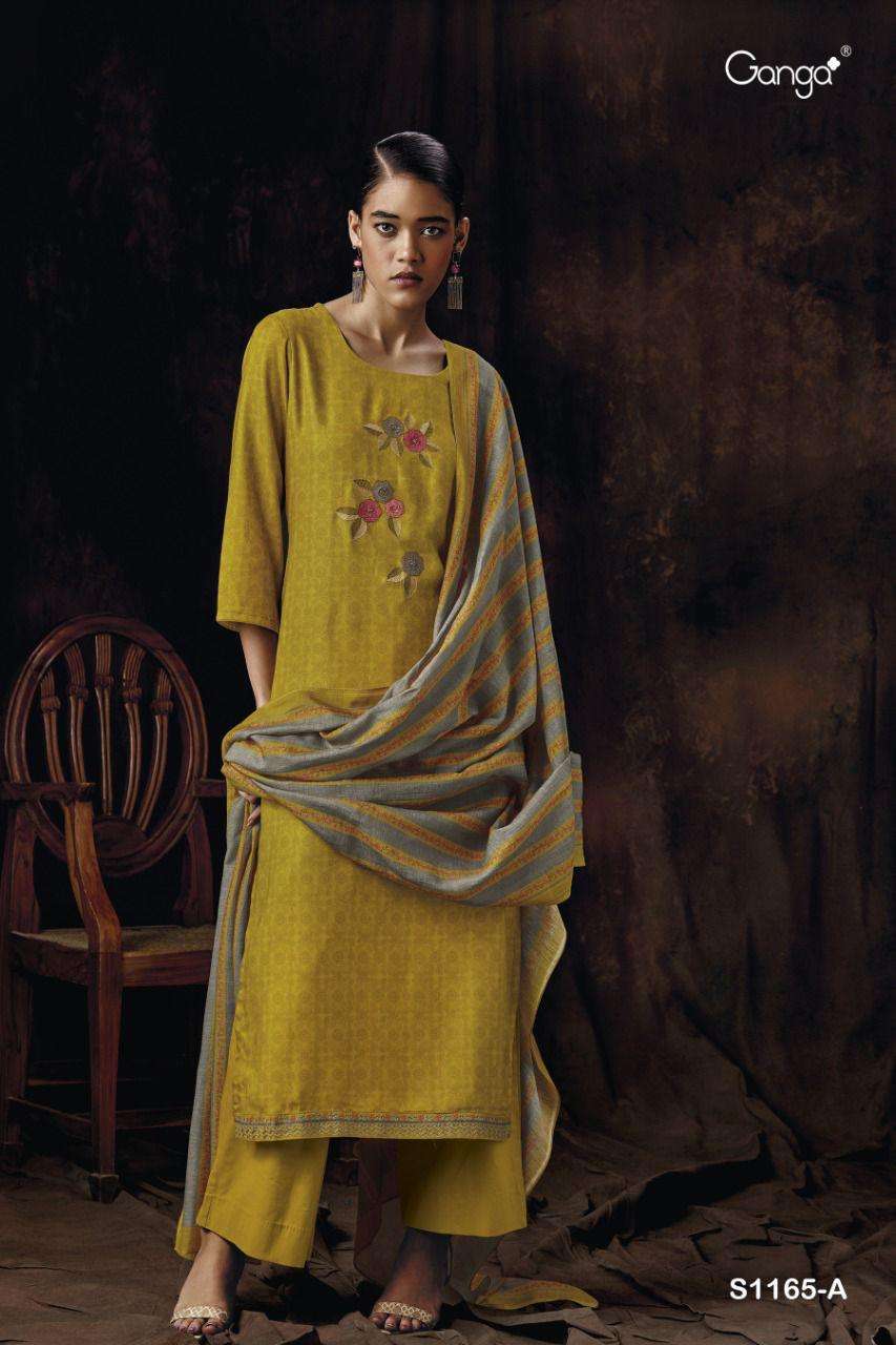 ganga keya 1165 premium wool pashmina dress material collection wholesale price supplier surat