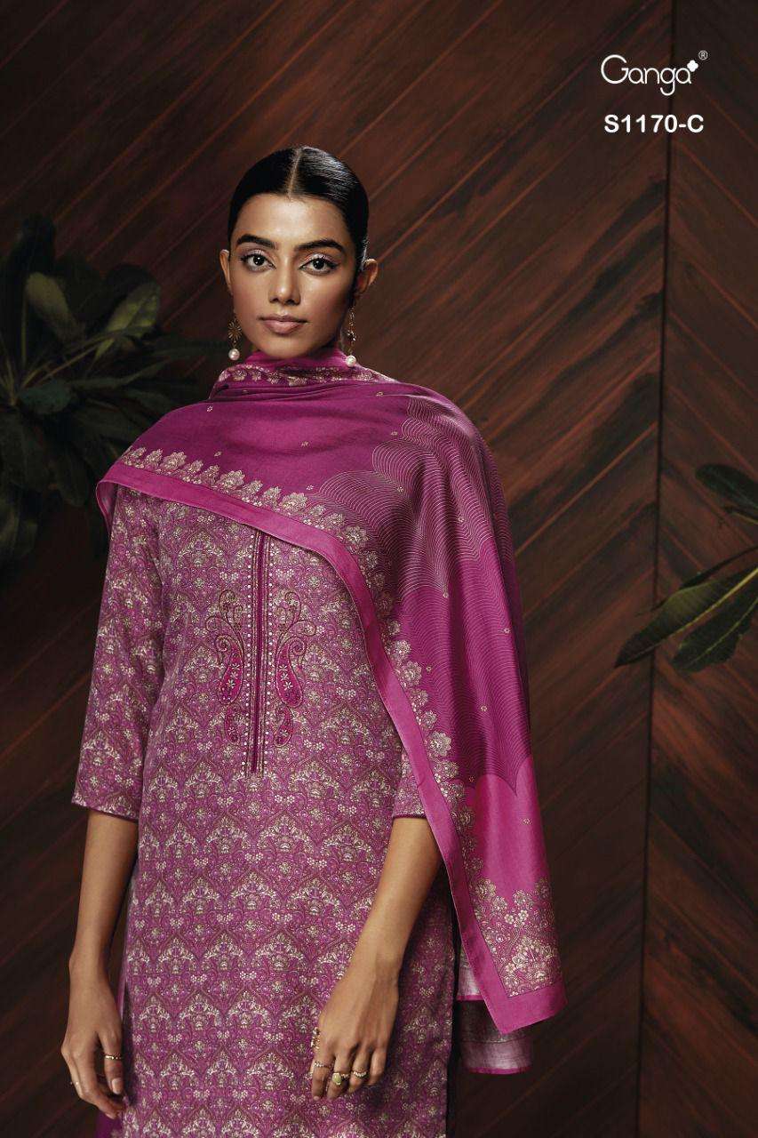 ganga keya 1170 colour sseries designer exclusive winter special wool pasmina salwar suits whoesaler surat 