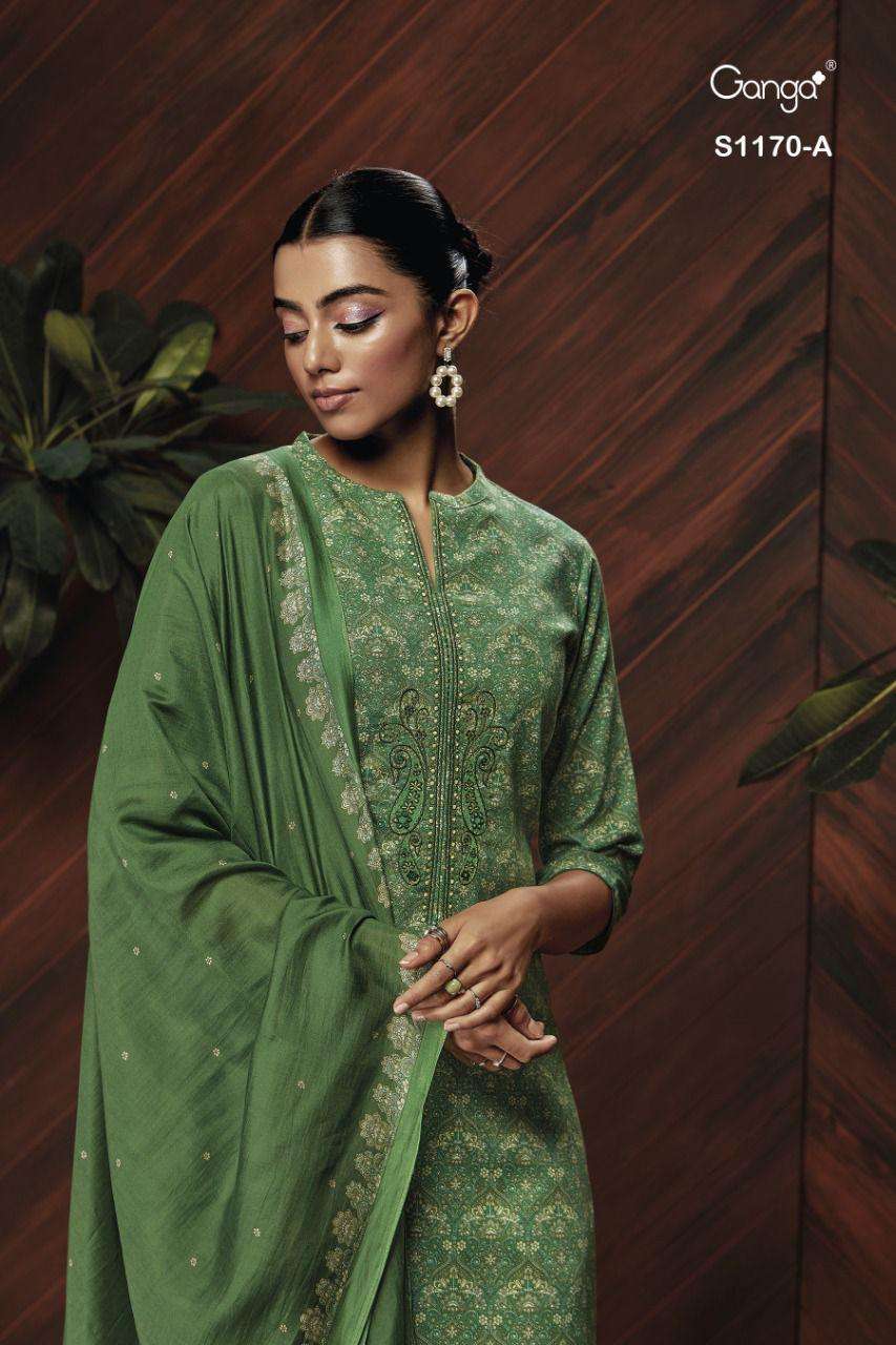 ganga keya 1170 colour sseries designer exclusive winter special wool pasmina salwar suits whoesaler surat 