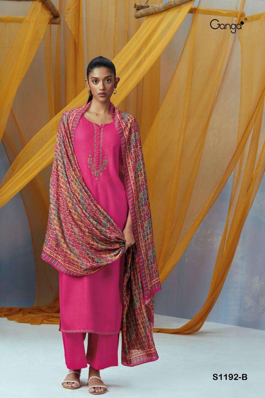 ganga keya 1192 pure wool pashmina winter dress material collection wholesale price 