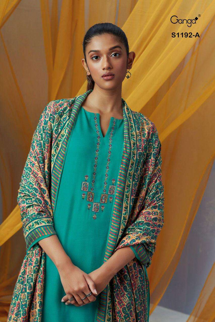 ganga keya 1192 pure wool pashmina winter dress material collection wholesale price 