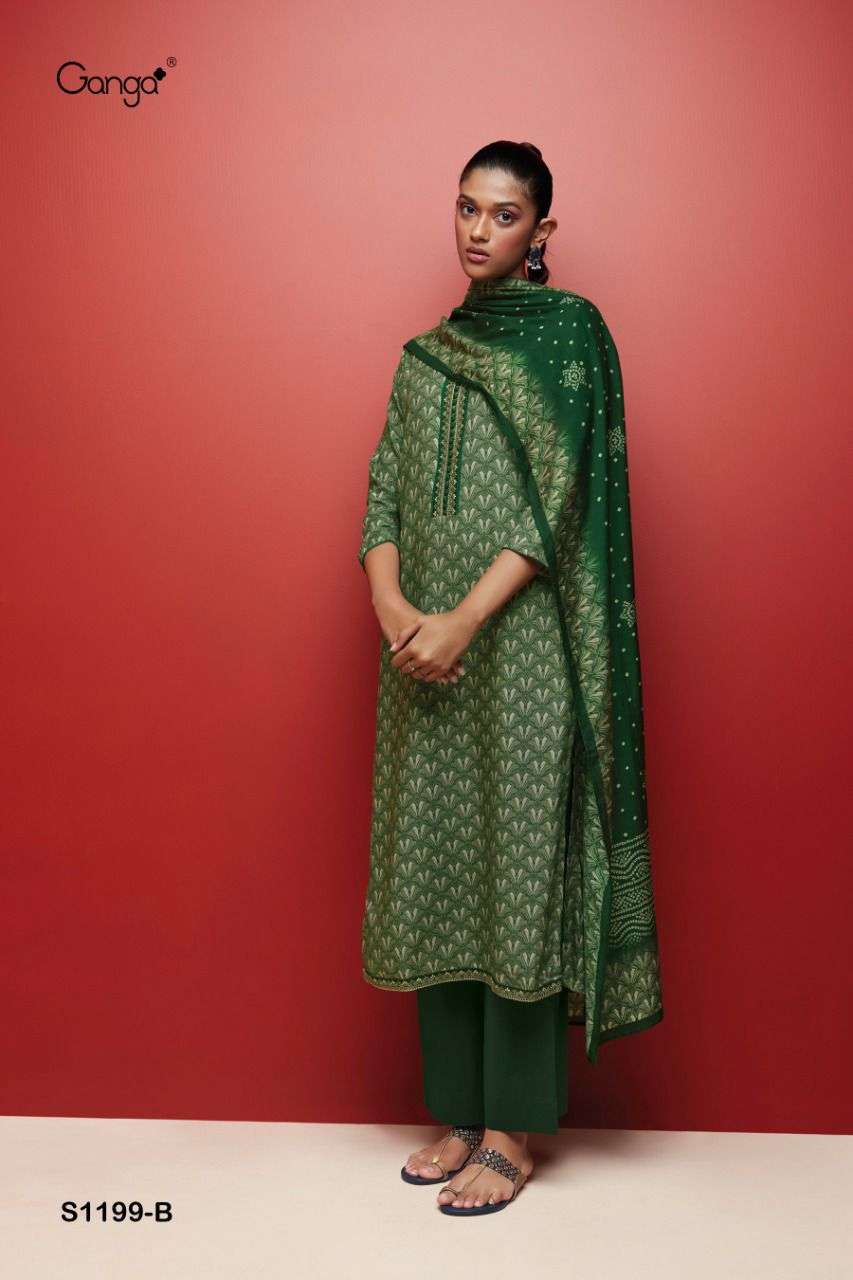 ganga keya 1199 premium wool pashmina dobby printed with work salwar kameez collection