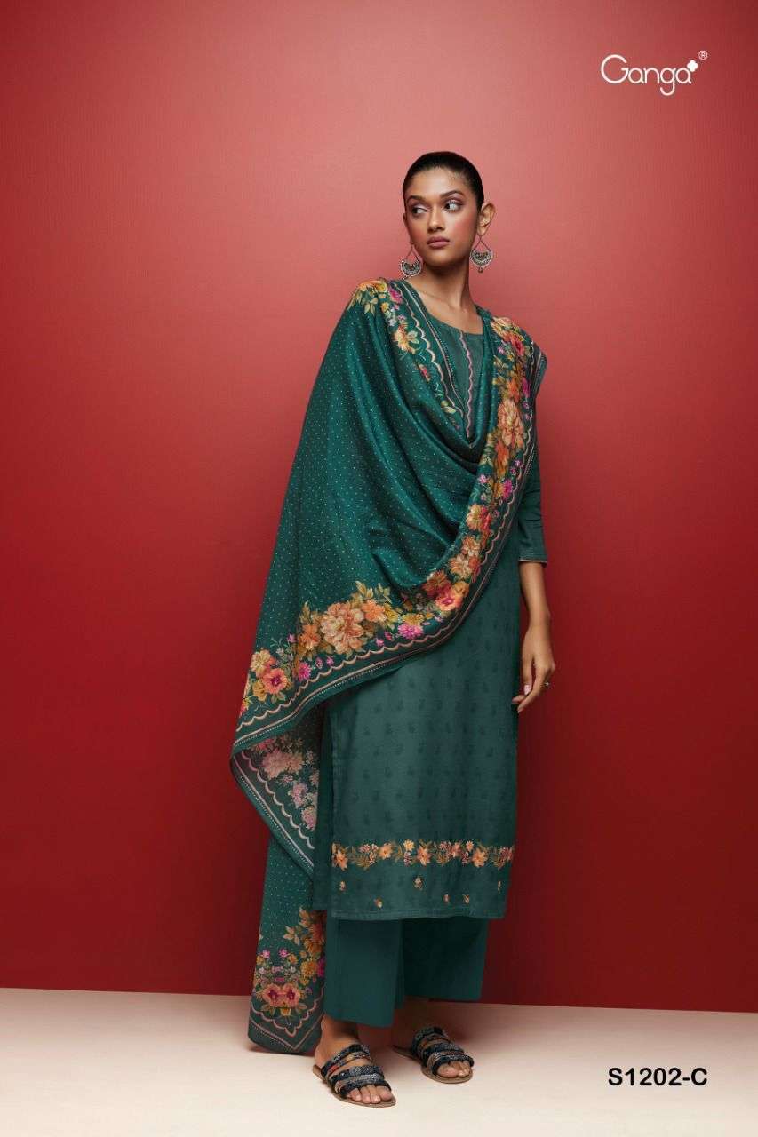 ganga keya 1202 premium wool pashmina dress material collection wholesale supplier india