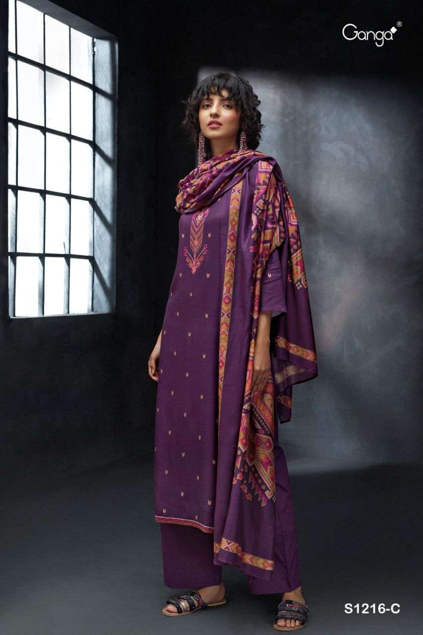 ganga keya 1216 pure pashmina unstich winter wear collection wholesale price 