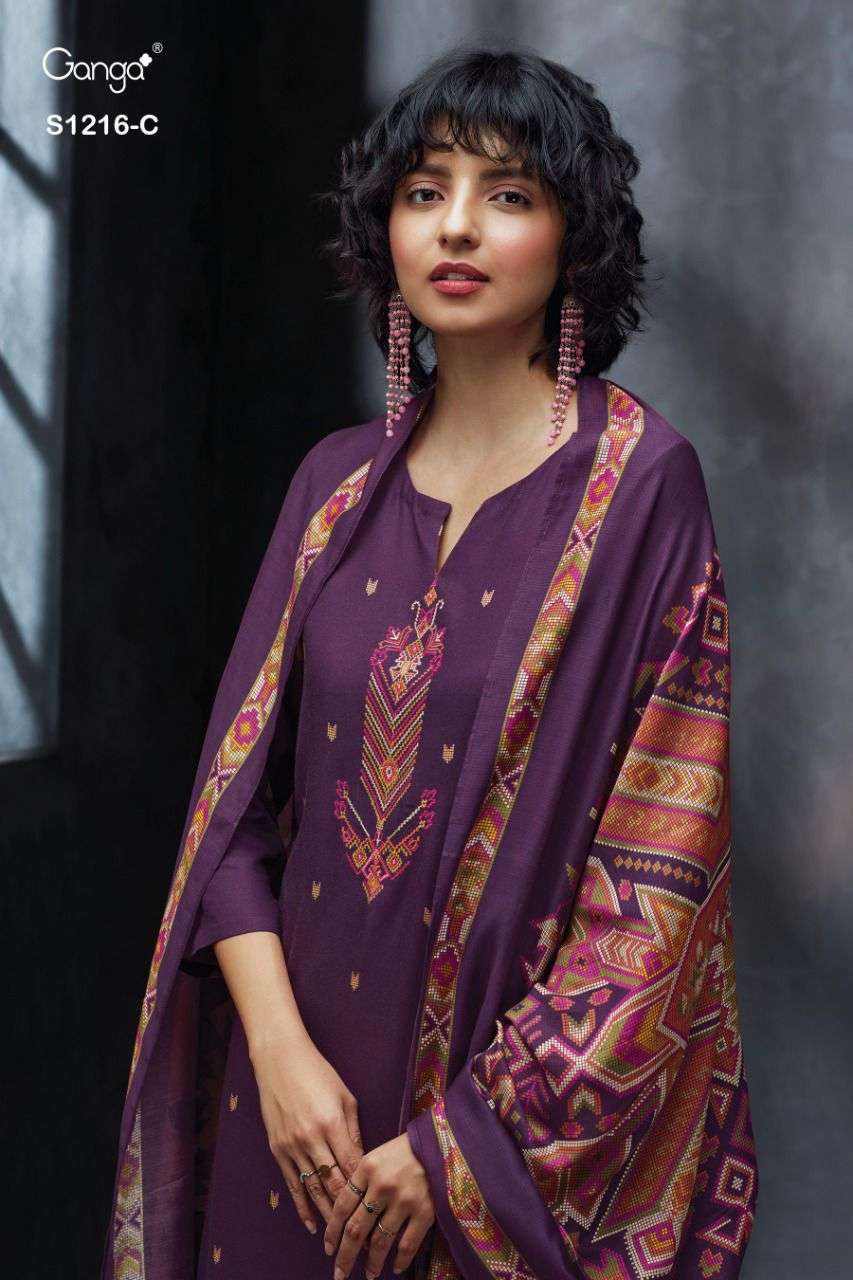 ganga keya 1216 pure pashmina unstich winter wear collection wholesale price 