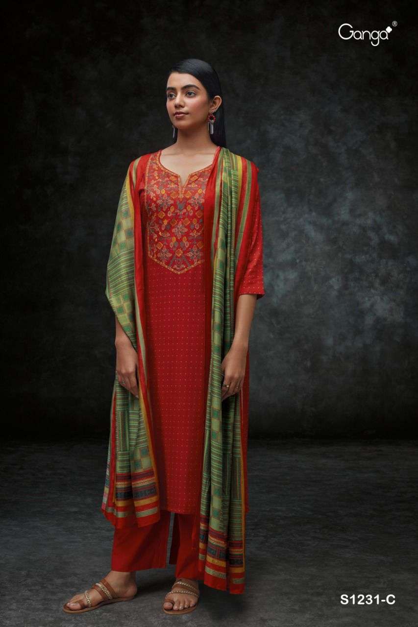ganga keya 1231 premium wool pashmina salwar kameez wholesale price 